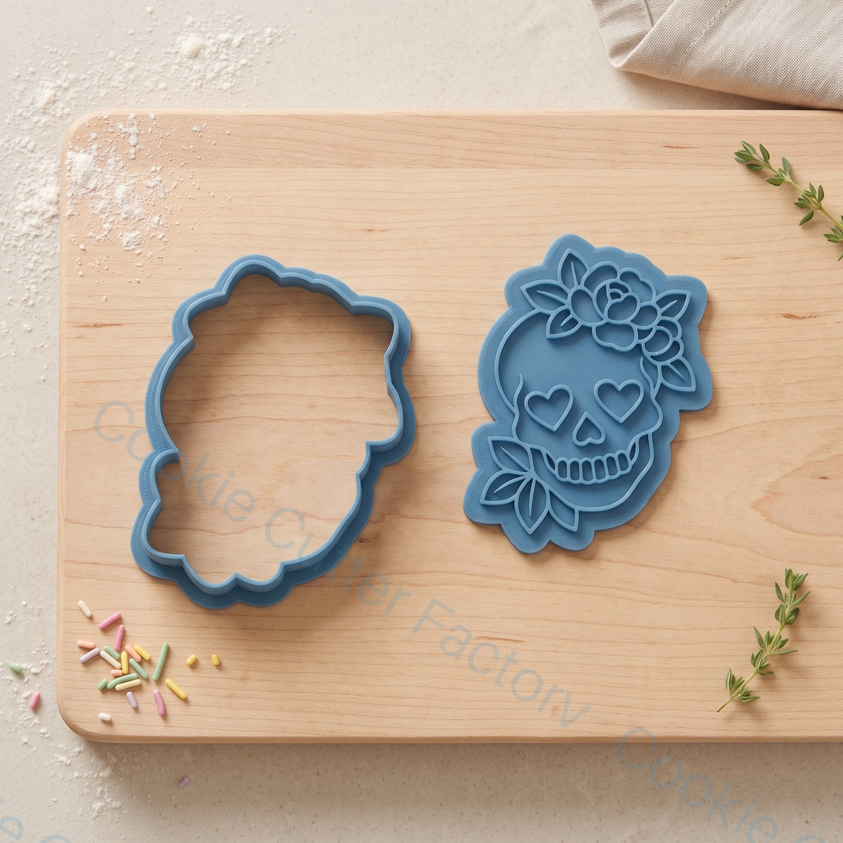 Floral Sugar Skull Cookie Cutter and Embosser Stamp - Day of the Dead | CCF_APPROVED_MEDIA_V1:2:fc51c52dc710b56c4676b862388e25d2baa676fffe2b5926cf6d66e5ee0e6f78
