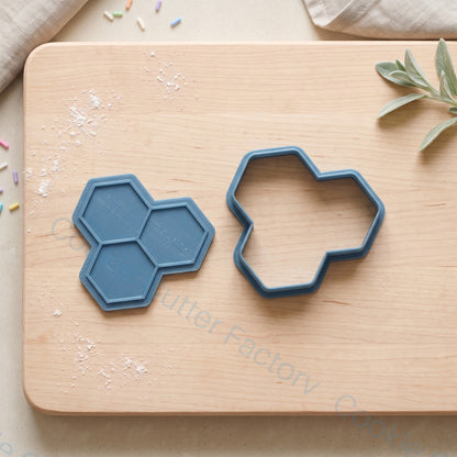 Three Honeycomb Hexagons Cookie Cutter and Embosser Stamp - Bee Party | CCF_APPROVED_MEDIA_V1:2:1f11749e544f1184c170082ada4e1c1686d50300e368959bbd10d5cc0ce6b30d