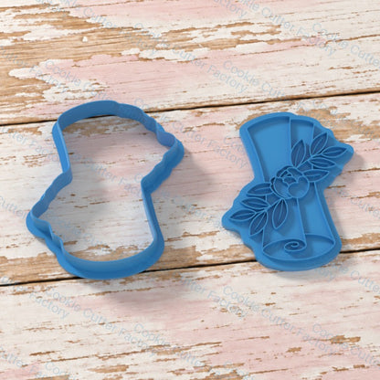 Scroll with Rose and Leaves Cookie Cutter and Embosser Stamp | CCF_APPROVED_MEDIA_V1:2:fd7edd6fa720299bc84ea42a7604870cc99cce477e4ee9075f361208732d0f0f
