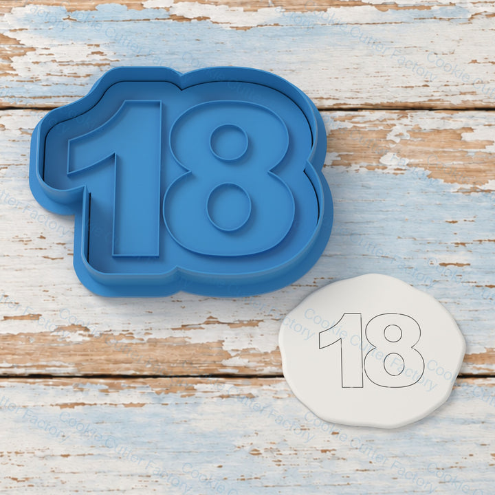 Number 18 Cookie Cutter and Embosser Stamp – Eighteenth Birthday Cookies