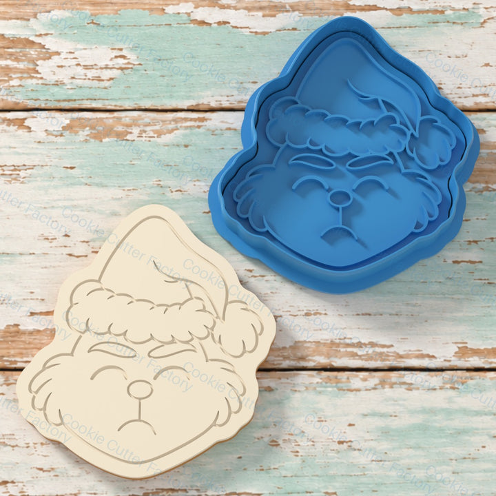 Grinch Christmas Face Cookie Cutter and Embosser Stamp