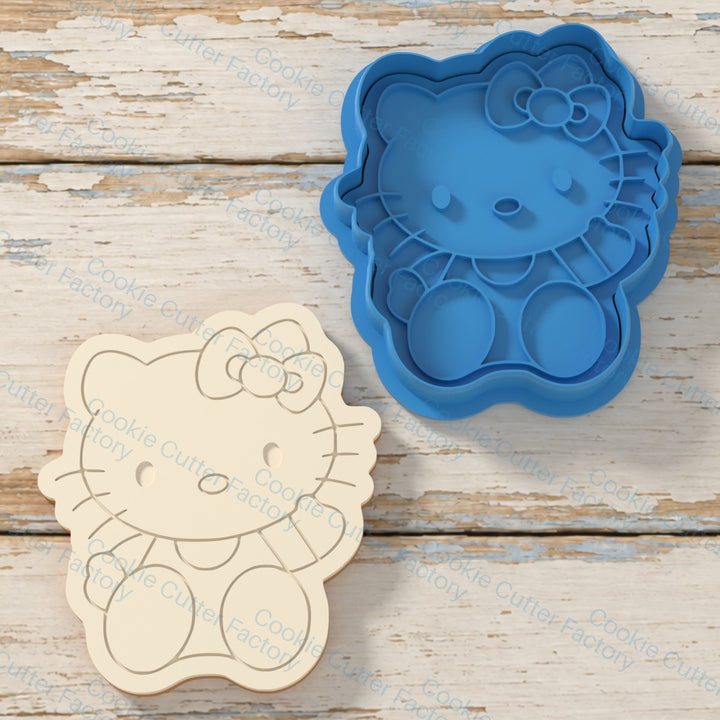 Hello Kitty Seated Cookie Cutter & Embosser Stamp
