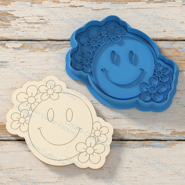 Floral Smile Cookie Cutter & Embosser Stamp