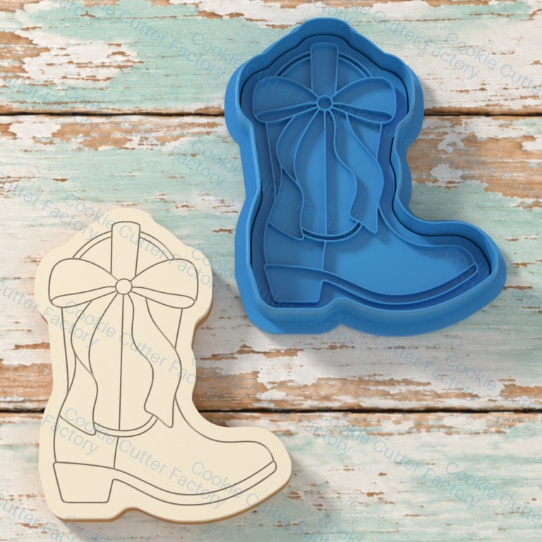 Ribbon Bow Cowboy Boot Cookie Cutter and Embosser Stamp | CCF_APPROVED_MEDIA_V1:1:7d387c2d943e1875ccdc18a1c9203f0a6b662df41f31de4b1eb1d3ffc2df3d1f