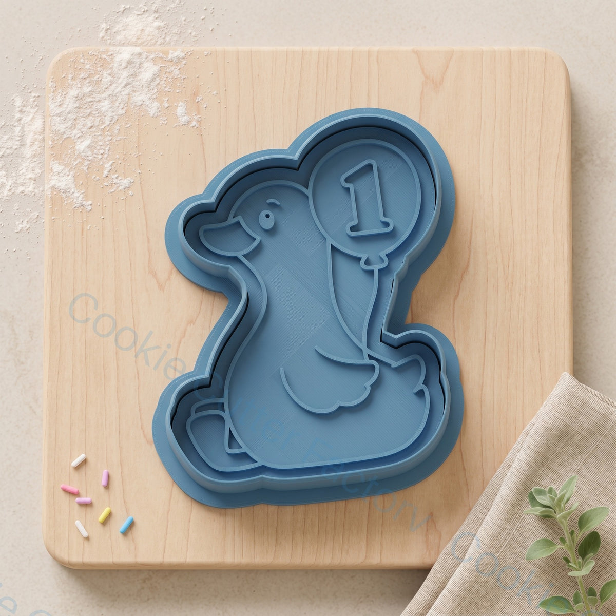 Duck with Number 1 Balloon Cookie Cutter and Embosser Stamp - First Birthday | CCF_APPROVED_MEDIA_V1:1:98fb765fcf3fd5965231db15ca7ee886777221f3a9f9d9e94e06f3af500e3174