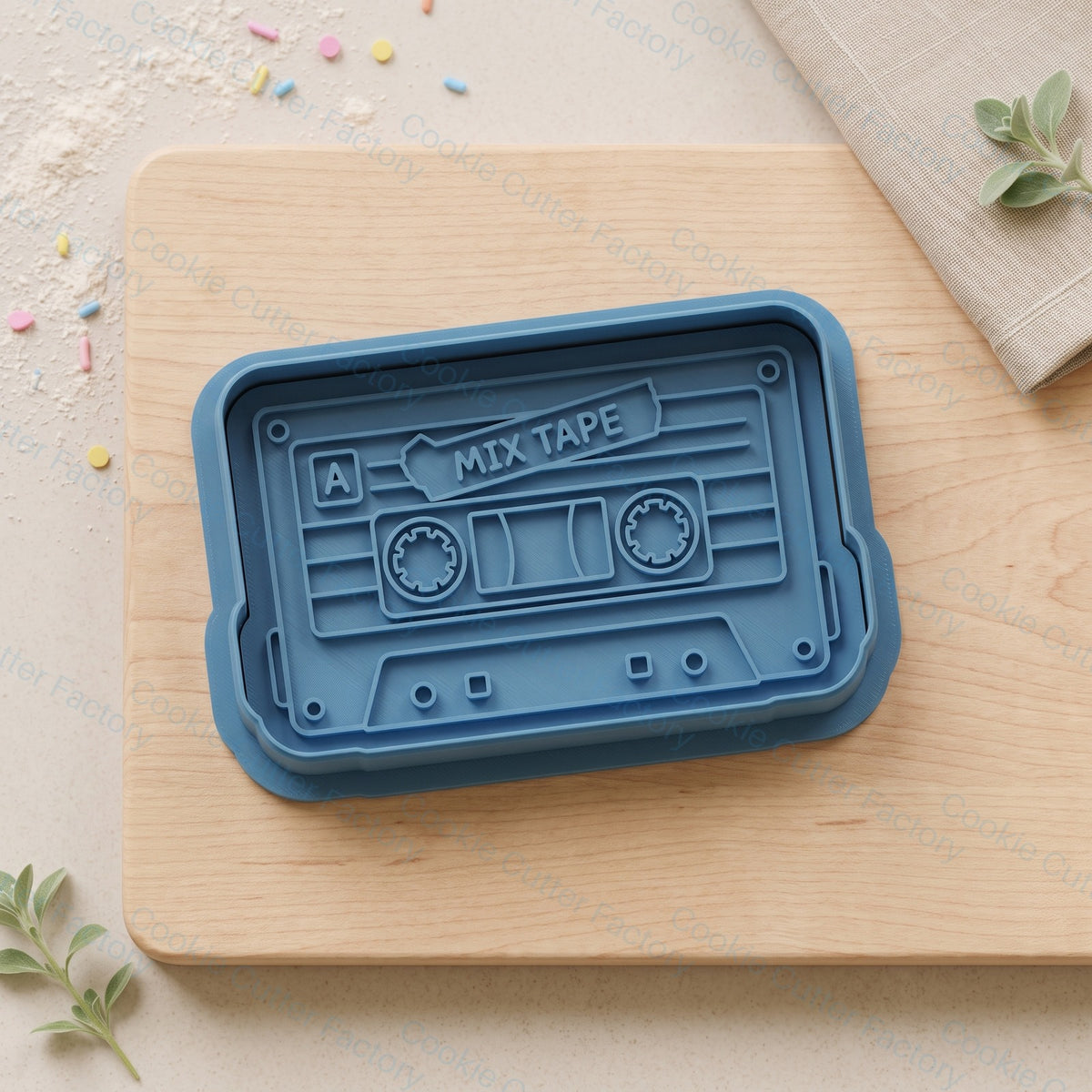 Retro Cassette Tape Cookie Cutter and Embosser Stamp - 80s Party Cookies | CCF_APPROVED_MEDIA_V1:1:f21b8eeb343d69769aa080edc4aa439d51bd87ded61467950be0449c3b5d3d3e