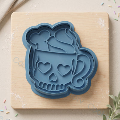 Skull Mug with Bone and Whipped Cream Cookie Cutter and Embosser Stamp | CCF_APPROVED_MEDIA_V1:1:7386974ccba3efbf3e6fb9eaa18b5e8928bb90c02dacad407dc702e92bc97dcb