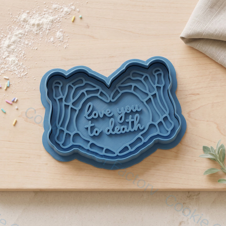 Skeleton Hands Heart Cookie Cutter and Stamp - Love You To Death Spooky