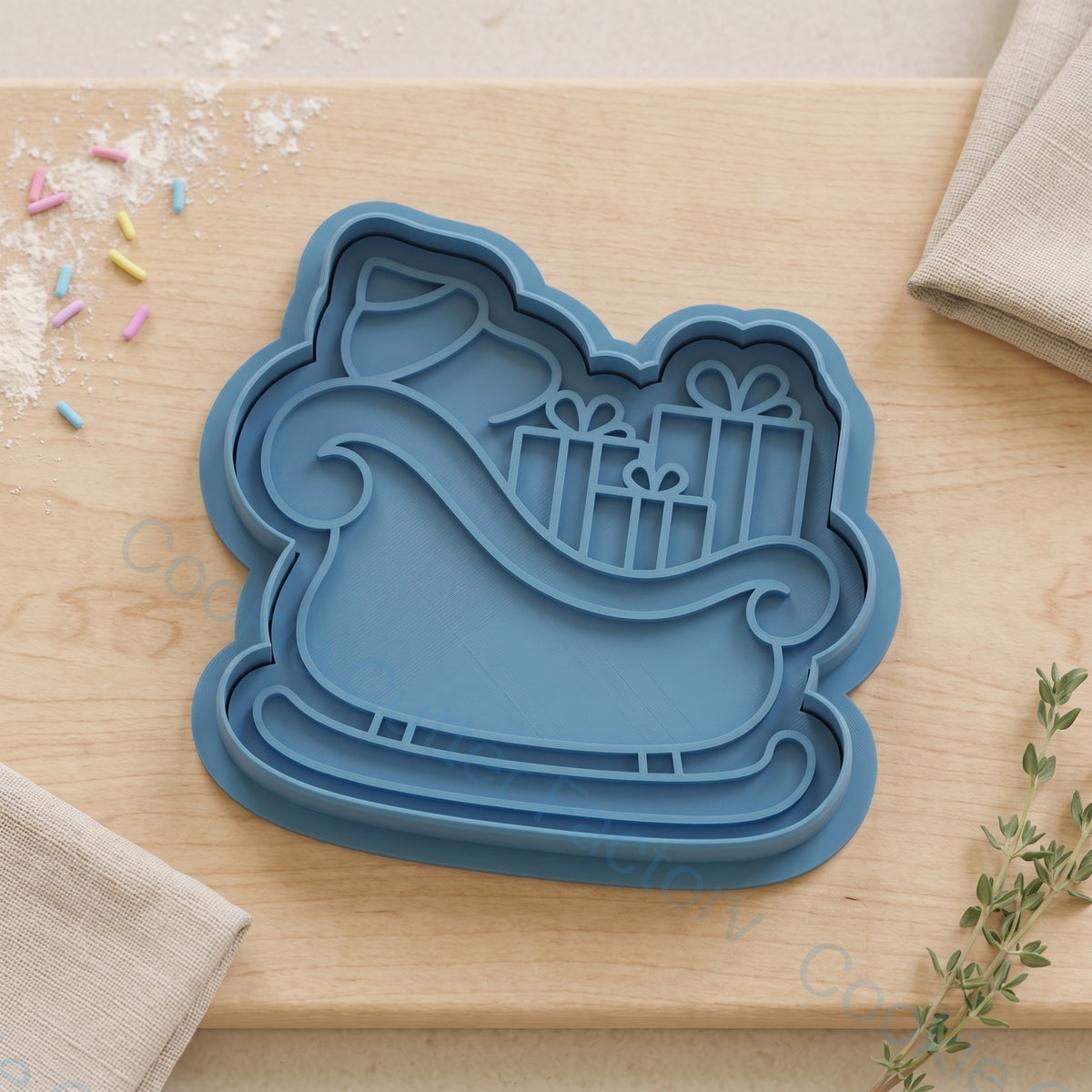 Santa Sleigh with Gifts Cookie Cutter and Embosser Stamp - Christmas | CCF_APPROVED_MEDIA_V1:1:a2509ceeb6258a4ca6e2becf74850281a26a6042e5df831687dc67594a916a6b