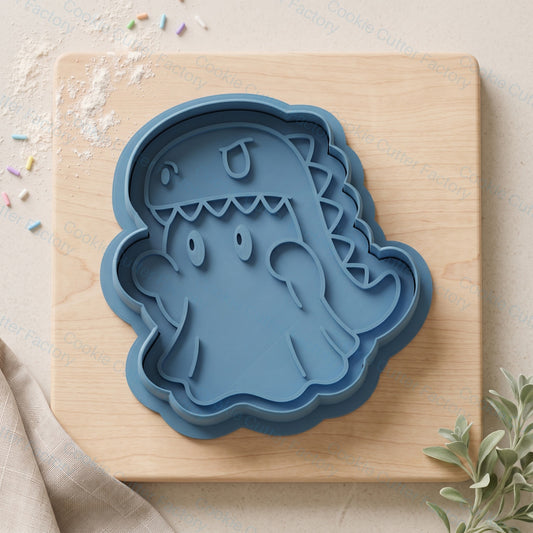 Ghost in Dinosaur Costume Cookie Cutter and Embosser Stamp - Halloween | CCF_APPROVED_MEDIA_V1:1:832ecab00466edc08cbea67794c9a570e68eecb1c1a48e1aeaf7f600b95e53e8