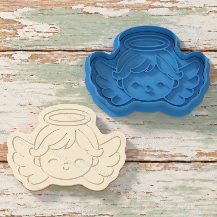 Smiling Cherub Angel Face Cookie Cutter & Embosser Stamp