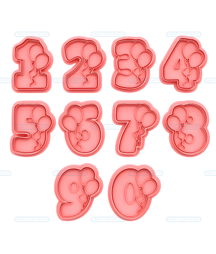 Number Cookie Cutters with Balloon Design NSB020