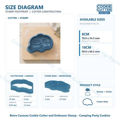 Retro Caravan Cookie Cutter and Embosser Stamp - Camping Party Cookies
