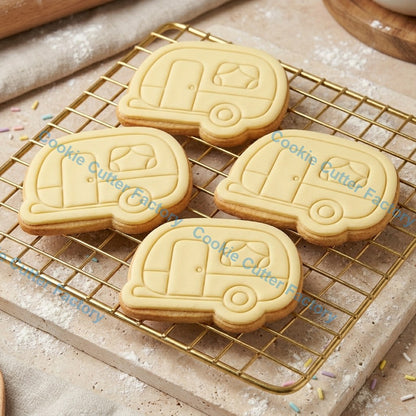 Retro Caravan Cookie Cutter and Embosser Stamp - Camping Holiday Cookies