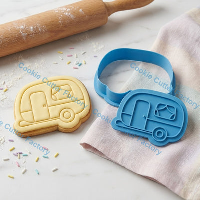 Retro Caravan Cookie Cutter and Embosser Stamp - Camping Holiday Cookies