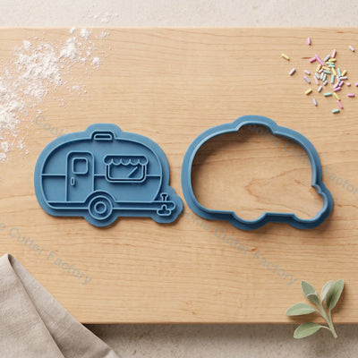 Retro Caravan Cookie Cutter and Embosser Stamp - Camping Party Cookies