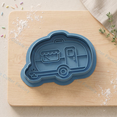 Retro Caravan Cookie Cutter and Embosser Stamp - Camping Party Cookies