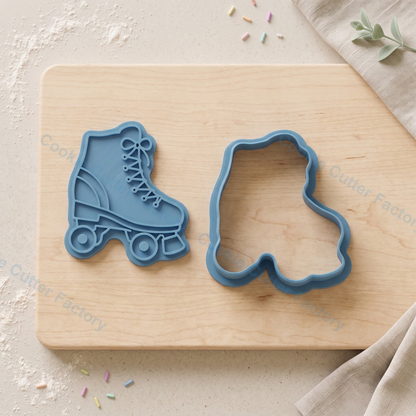 Retro Roller Skate Cookie Cutter and Stamp - Roller Skating Party Cookies