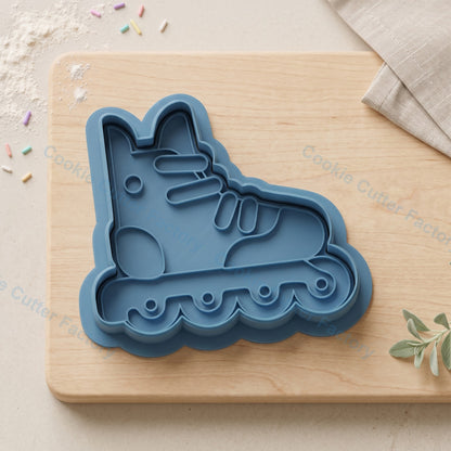 Roller Skate Cookie Cutter and Embosser Stamp - Retro Roller Derby Cookies