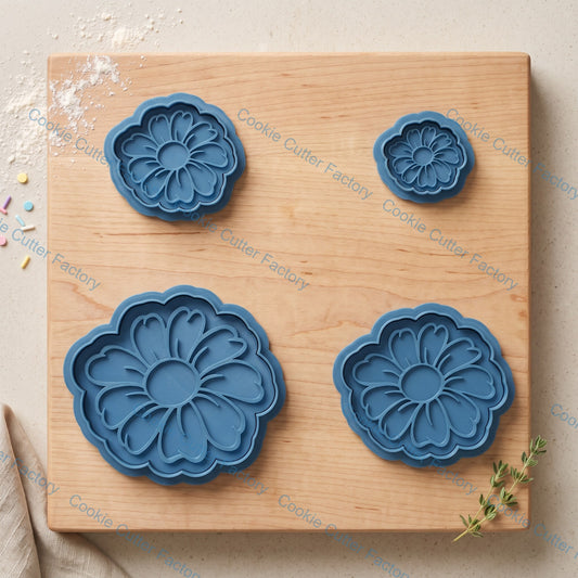 Daisy Flower Cookie Cutter and Embosser Stamp Set | Spring Floral, Garden Party, Baking