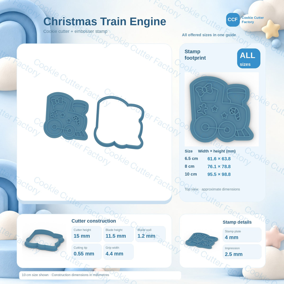 Christmas Train & Carriages Cookie Cutter and Embosser Set - All Designs and Sizes STL ZIP Download | CCF_APPROVED_MEDIA_V1:3:4f7ee112f605dfc9f00ea11e21f1a19557552b37f500e249293fc645a3c9cca7