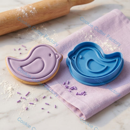 Simple Bird Cookie Cutter and Embosser Stamp - Nature Baking Tool
