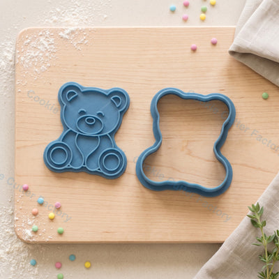 Sitting Teddy Bear Cookie Cutter and Embosser Stamp - Baby Shower Cookies