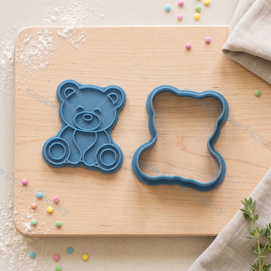 Sitting Teddy Bear Cookie Cutter and Embosser Stamp - Baby Shower Cookies