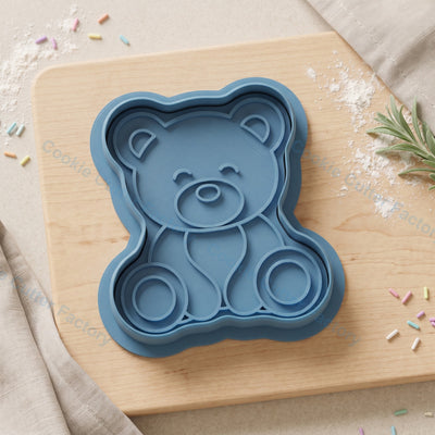 Sitting Teddy Bear Cookie Cutter and Embosser Stamp - Baby Shower Cookies