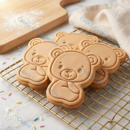 Sitting Teddy Bear Cookie Cutter and Embosser Stamp - Cute Baby Baking Tool