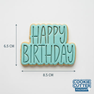 Happy Birthday Cookie Cutter and Embosser Set | Tall Skinny Font Birthday Stamp for Fondant and Cookies