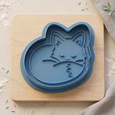 Sleeping Fox Curled Up Cookie Cutter and Embosser Stamp - Woodland Animal Cookies