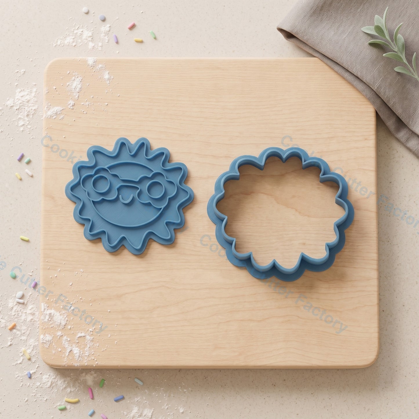 Smiling Sun with Sunglasses Cookie Cutter and Embosser Stamp