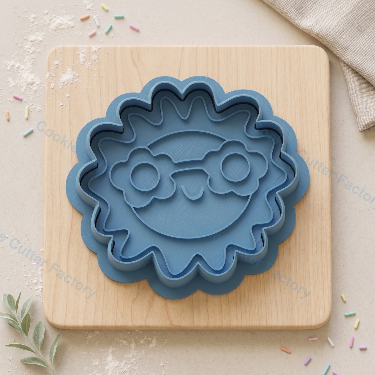 Smiling Sun with Sunglasses Cookie Cutter and Embosser Stamp