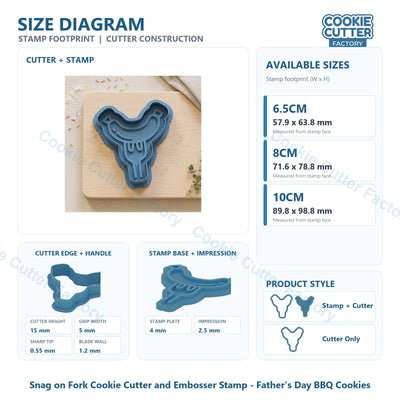 Snag on Fork Cookie Cutter and Embosser Stamp - Father's Day BBQ Cookies