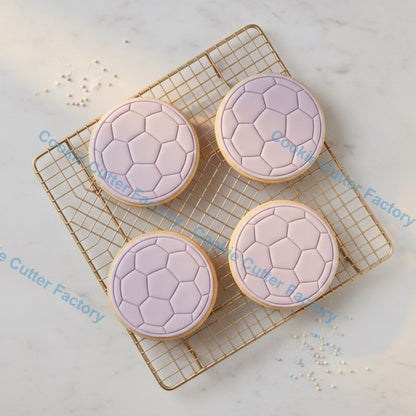 Soccer Ball Cookie Cutter and Embosser Stamp - Football Party Cookies