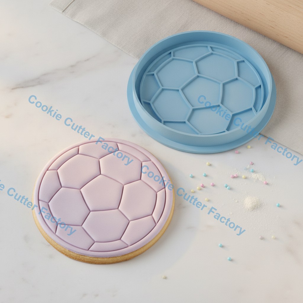 Soccer Ball Cookie Cutter and Embosser Stamp - Football Party Cookies