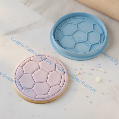 Soccer Ball Cookie Cutter and Embosser Stamp - Football Party Cookies