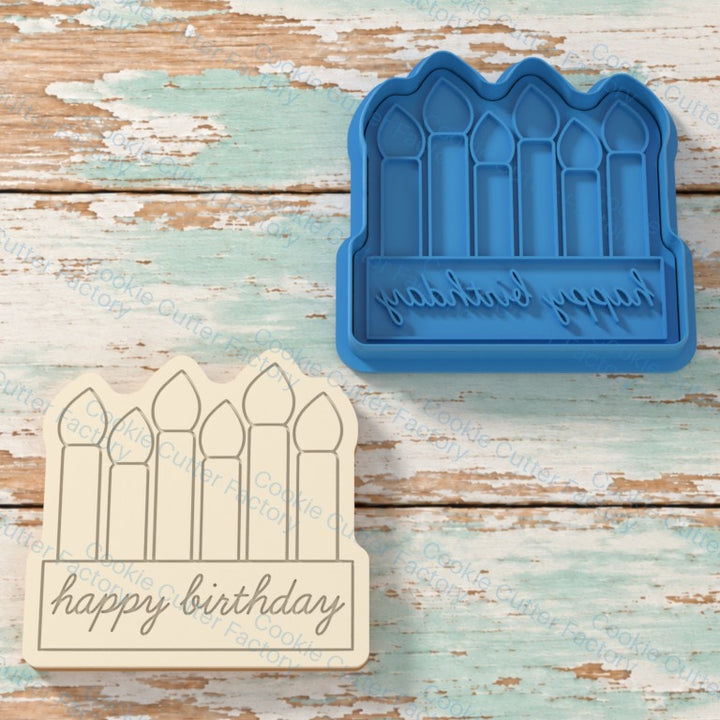 Six Lit Candles Plaque Cookie Cutter and Embosser Stamp