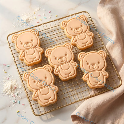 Standing Teddy Bear Cookie Cutter and Embosser Stamp - Kids Birthday Baking Tool