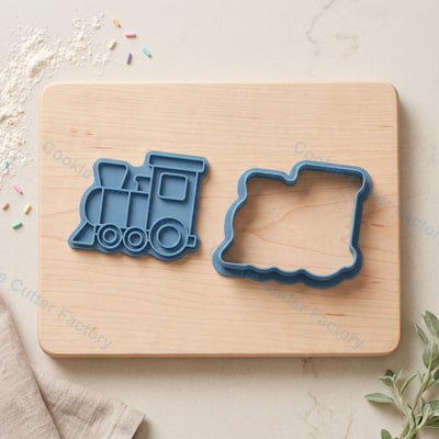 Steam Train Cookie Cutter and Embosser Stamp - Transportation Cookies