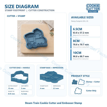 Steam Train Cookie Cutter and Embosser Stamp