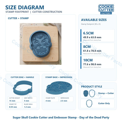Sugar Skull Cookie Cutter and Embosser Stamp - Day of the Dead Party