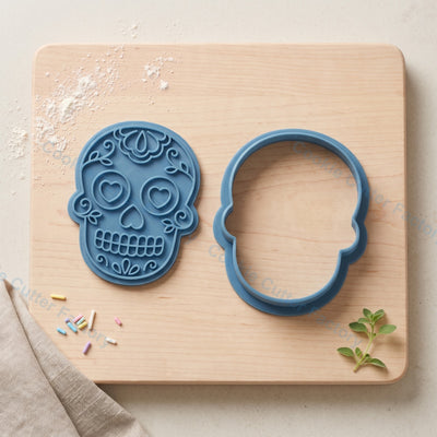 Sugar Skull Cookie Cutter and Embosser Stamp - Day of the Dead Party