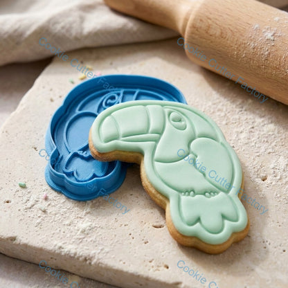 Toucan Bird Cookie Cutter and Embosser Stamp - Tropical Animal Baking Tool