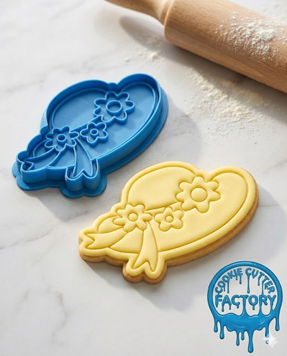 Floral Sun Hat Cookie Cutter and Embosser Set - Summer Garden Party Decor