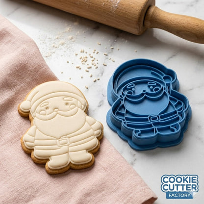 Jolly Santa Claus Cookie Cutter & Embosser – Christmas Baking Stamp