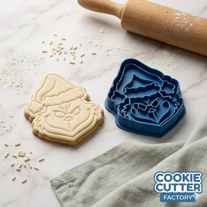 Grinch Christmas Cookie Cutter & Embosser – Holiday Mischief Design