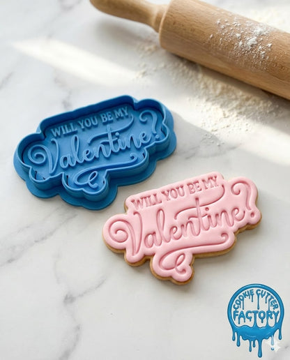 Will You Be My Valentine Cookie Cutter and Embosser Set - Valentine's Day Baking