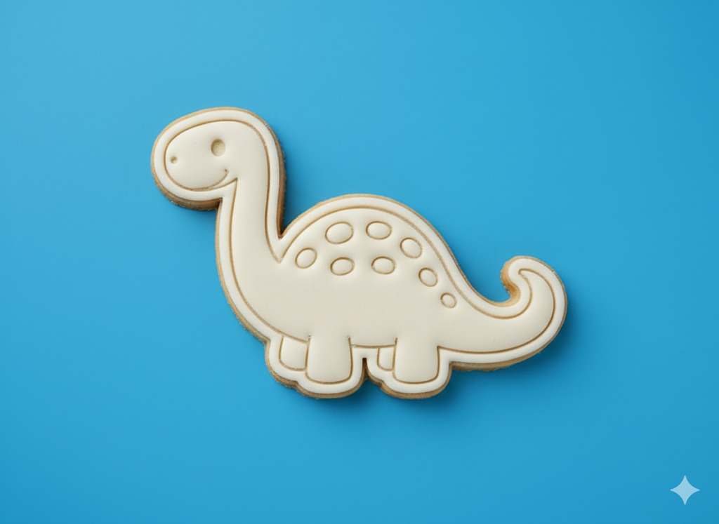 Brontosaurus Dinosaur Cookie Cutter & Embosser – Cute Long Neck Jurassic Biscuit Stamp